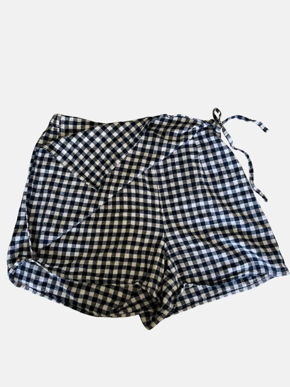 NWOT Old Navy High Waisted Wrap Mini Skort Linen Blend Blue White Gingham Size M - Picture 7 of 9